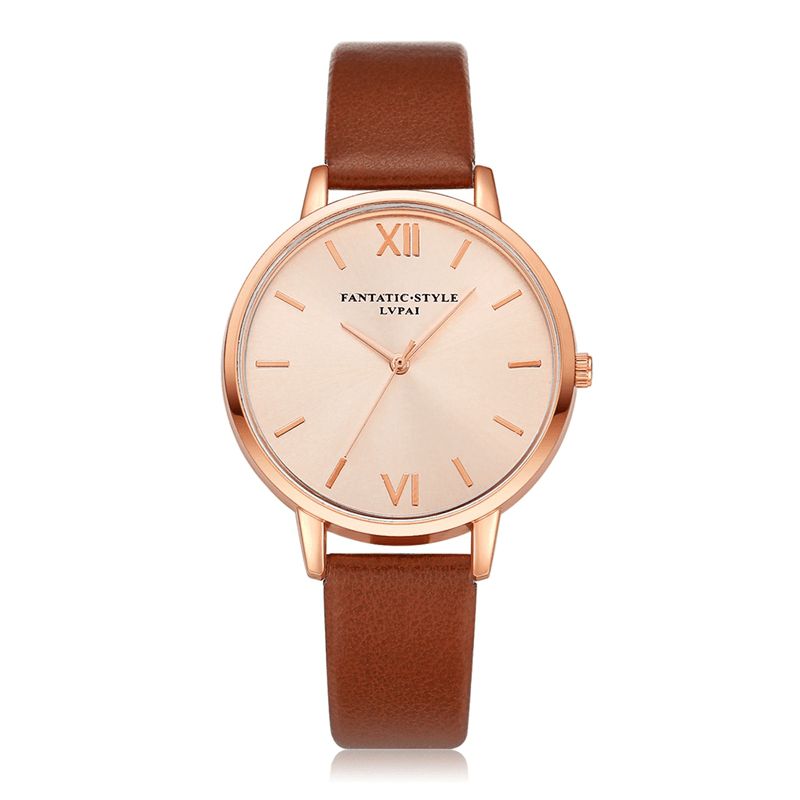 Casual Style Pu-Nahkahihna Cloc Kladies Rannekello Quartz Watch