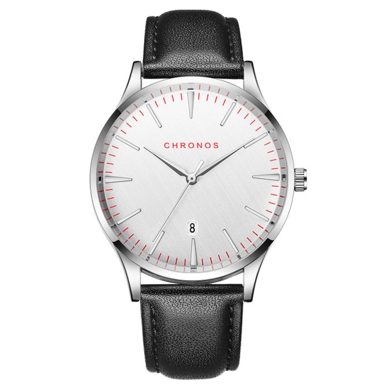 Chronos Ch27 Casual Style Vedenpitävä Miesten Rannekello 40 Mm Hardlex Kellotaulu Ultra Ohut Kvartsikello