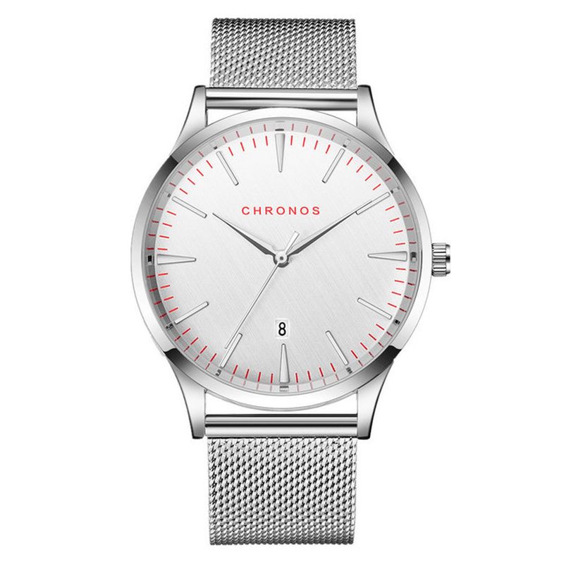 Chronos Ch27 Casual Style Vedenpitävä Miesten Rannekello 40 Mm Hardlex Kellotaulu Ultra Ohut Kvartsikello