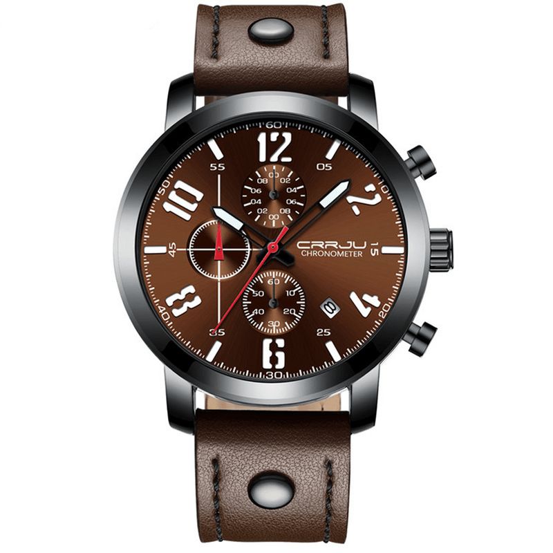 Crrju 2215 Chronograph Casual Style Miesten Rannekello Valaisinnäytöllinen Kvartsikello