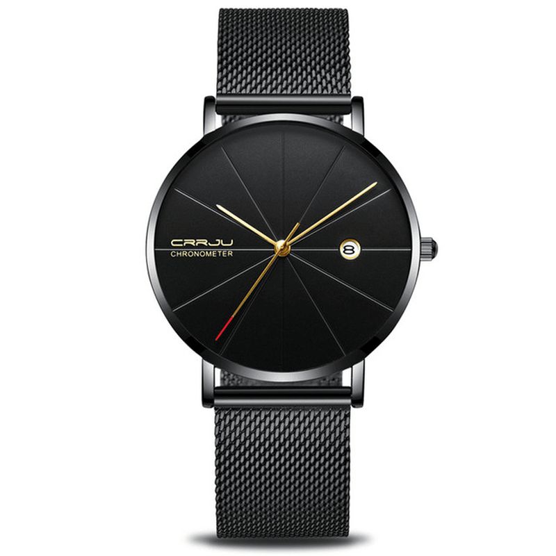 Crrju 2216 Business Style Miesten Rannekello Päivämääränäyttö Analoginen Full Steel Quartz Watch