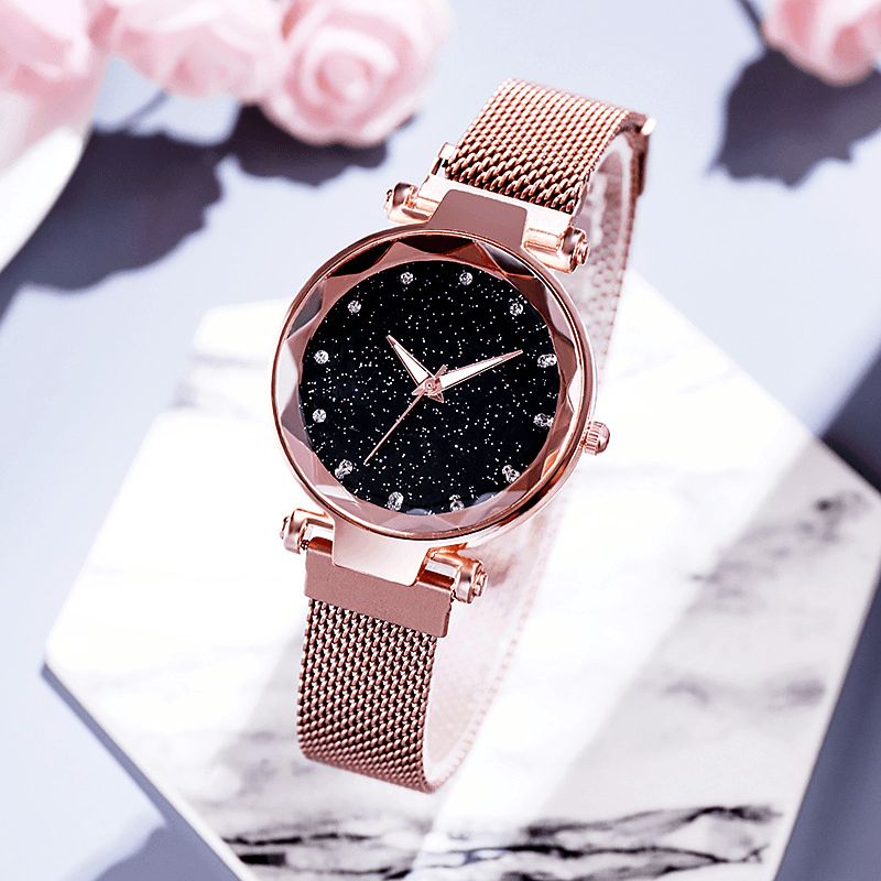 Deffrun Milan Strap Fashion Starry Sky Magnetic Lads Watch Starry Sky Watch Naisten Kvartsikello