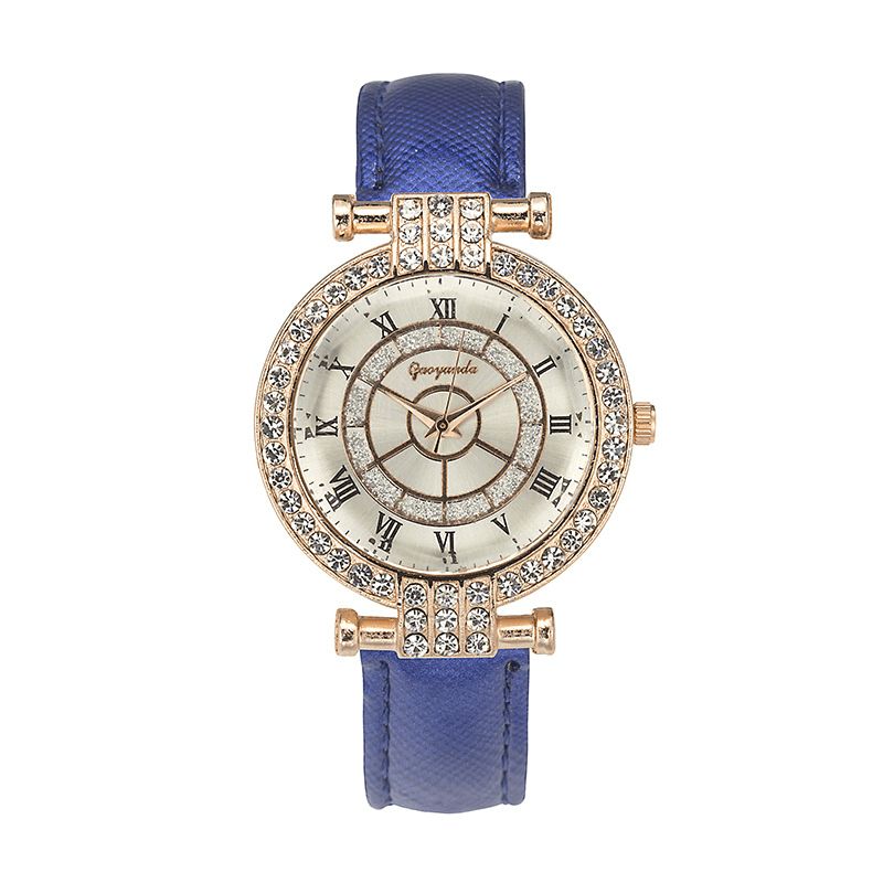 Deffrun Nahkaranneke Naisten Rannekello Casual Style Crystal Quartz Watch