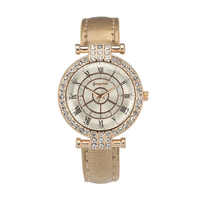 Deffrun Nahkaranneke Naisten Rannekello Casual Style Crystal Quartz Watch