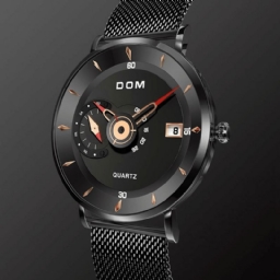 Dom M-1299 Ultraohut Bisnestyylinen Miesten Rannekello Täysteräsnauha Creative Quartz Watch