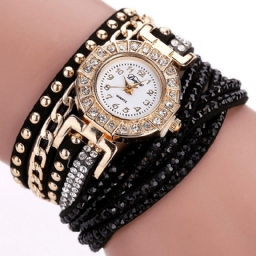 Duoya Luxury Nation Style Crystal Gold Rannekellot Naisten Vintage Quartz Rannekellot