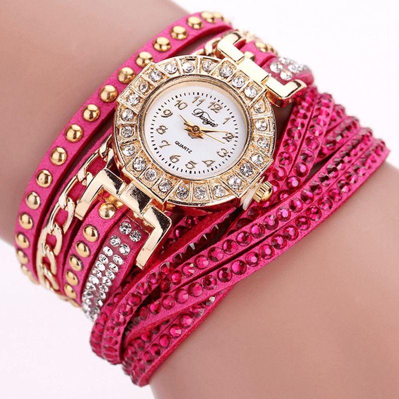 Duoya Luxury Nation Style Crystal Gold Rannekellot Naisten Vintage Quartz Rannekellot