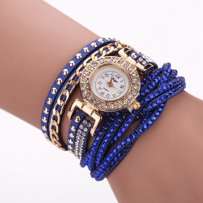 Duoya Luxury Nation Style Crystal Gold Rannekellot Naisten Vintage Quartz Rannekellot