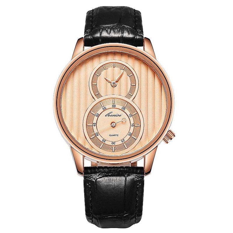 Fashion Dial Organ Stripe Kaksi Luovaa Kellotaulu Nahkaa Miesten Kello Classic Quartz Watch