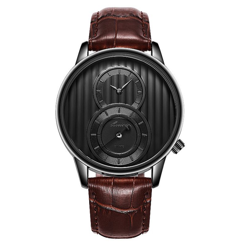 Fashion Dial Organ Stripe Kaksi Luovaa Kellotaulu Nahkaa Miesten Kello Classic Quartz Watch