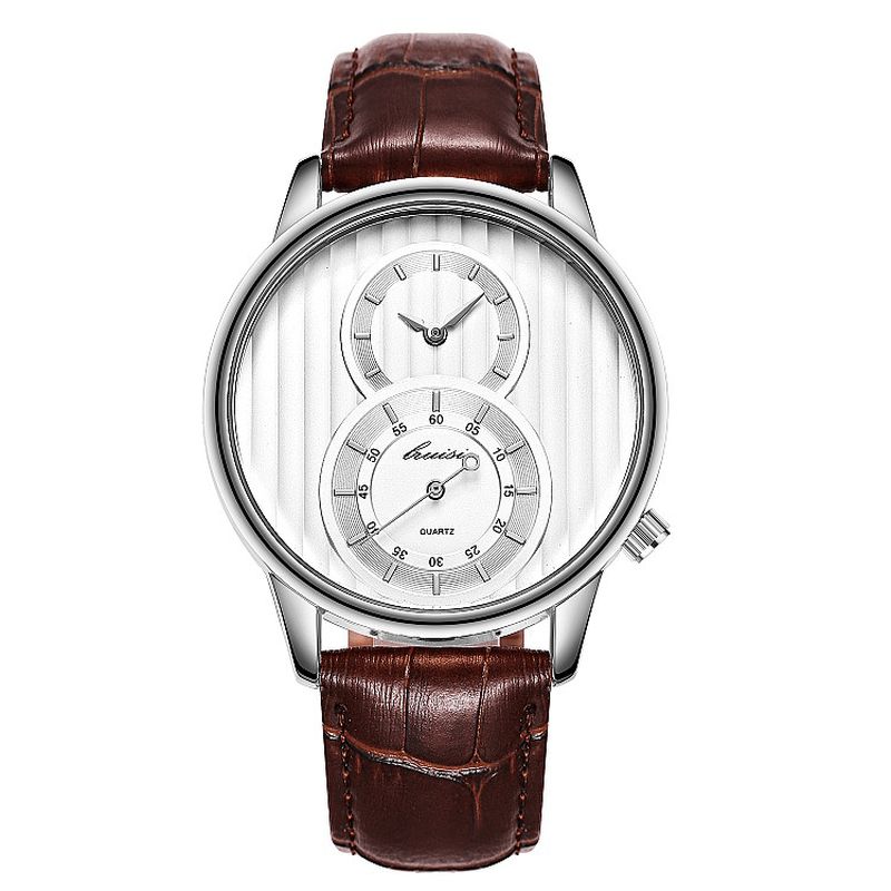 Fashion Dial Organ Stripe Kaksi Luovaa Kellotaulu Nahkaa Miesten Kello Classic Quartz Watch