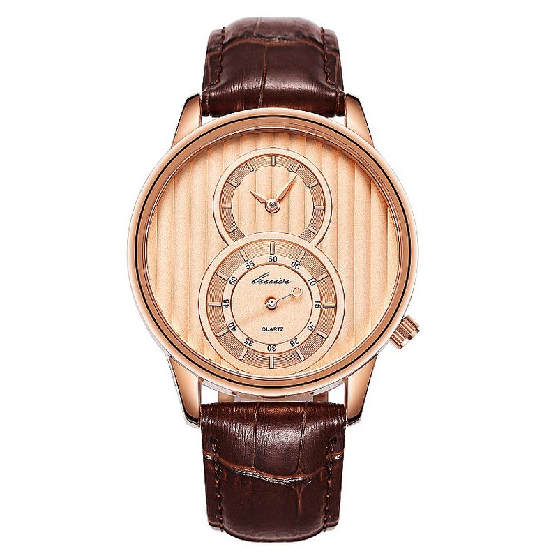 Fashion Dial Organ Stripe Kaksi Luovaa Kellotaulu Nahkaa Miesten Kello Classic Quartz Watch