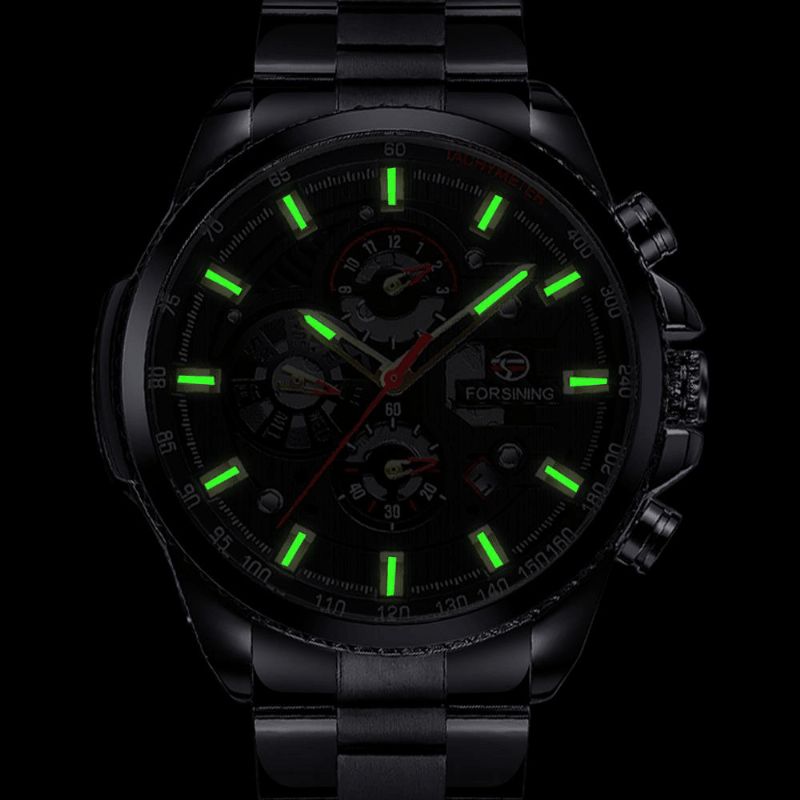 Forsining Gmt1137 Muoti Miesten Kello Luminous Week Month Display Automaattinen Mekaaninen Kello