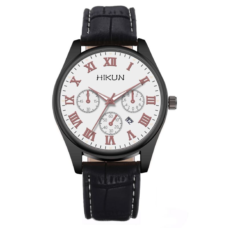 Hikun Business Casual Big Simple Dial Pu-Nahkahihna Miesten Kvartsikello