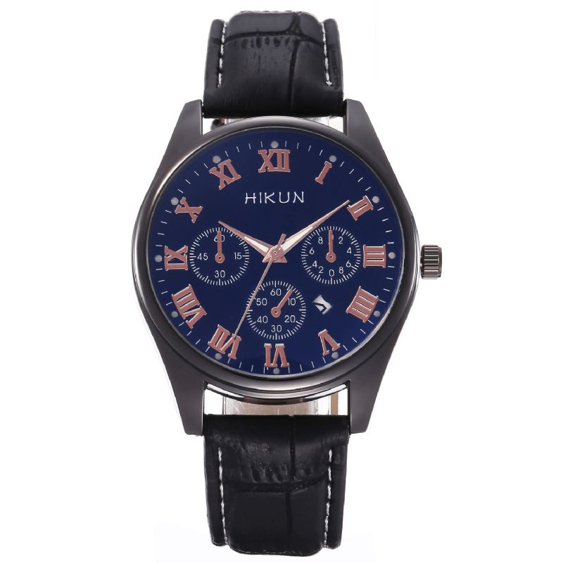 Hikun Business Casual Big Simple Dial Pu-Nahkahihna Miesten Kvartsikello