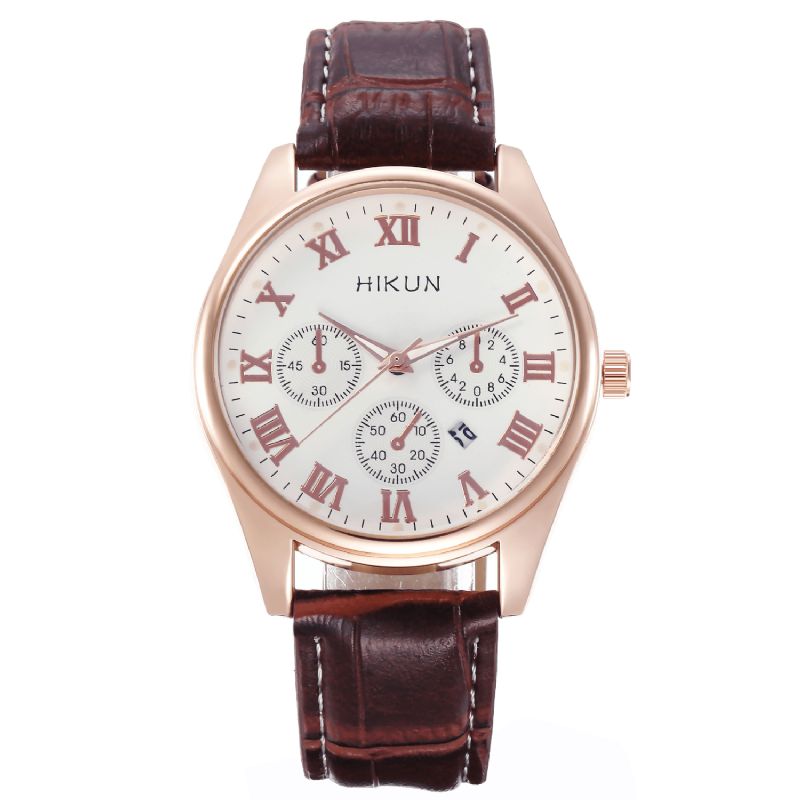 Hikun Business Casual Big Simple Dial Pu-Nahkahihna Miesten Kvartsikello