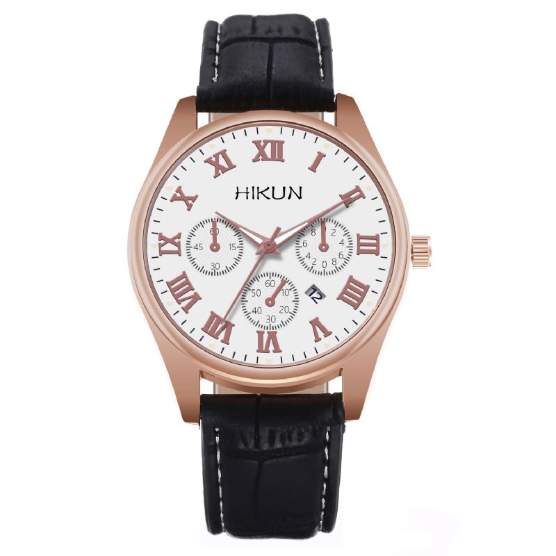 Hikun Business Casual Big Simple Dial Pu-Nahkahihna Miesten Kvartsikello