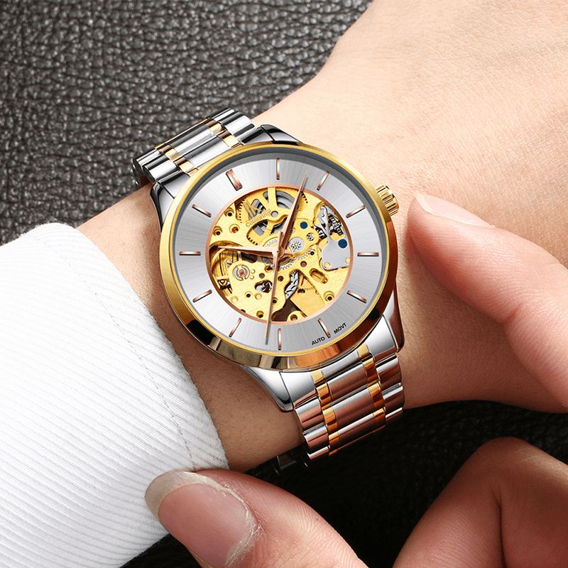 Ik Coloring K004 Bussiness Style Miesten Wacth Rose Golden Auto Mekaaninen Rannekello