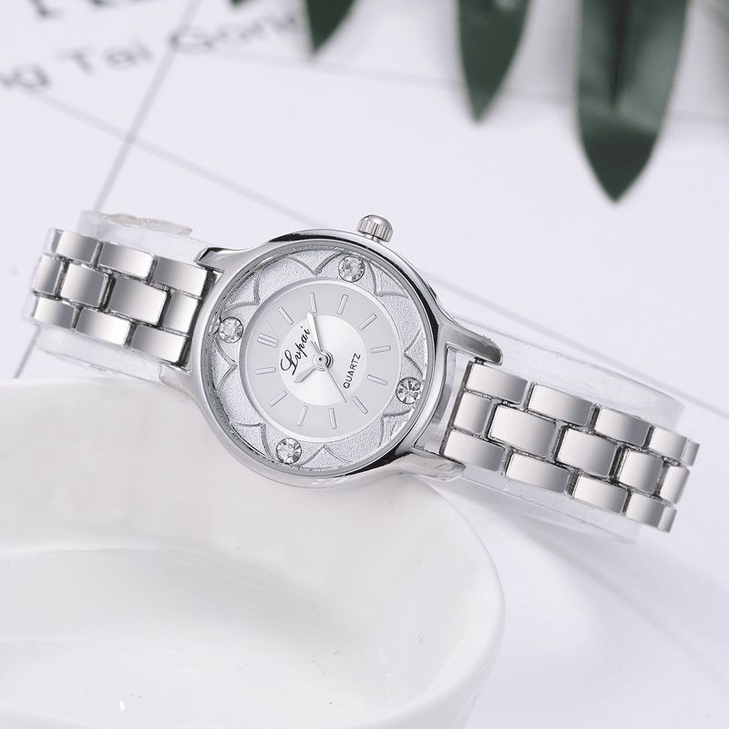 Lvpai Fd1245 Flower Print Kellotaulu Naisten Rannekello Seos Diamond Quartz Watch