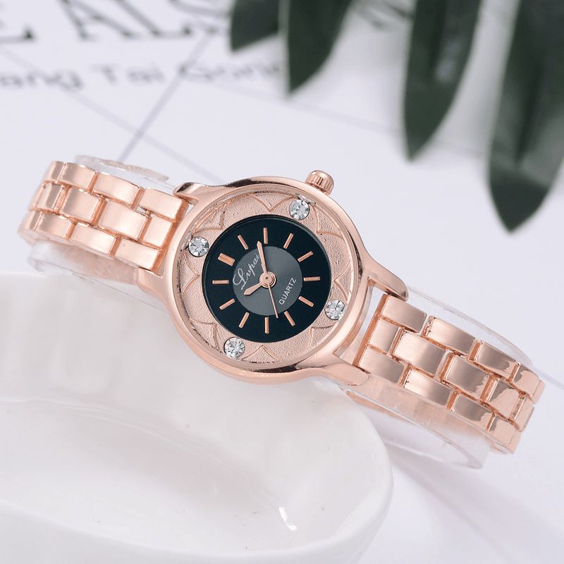 Lvpai Fd1245 Flower Print Kellotaulu Naisten Rannekello Seos Diamond Quartz Watch