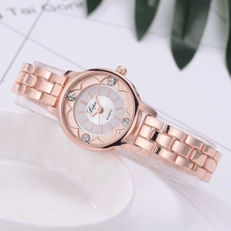 Lvpai Fd1245 Flower Print Kellotaulu Naisten Rannekello Seos Diamond Quartz Watch