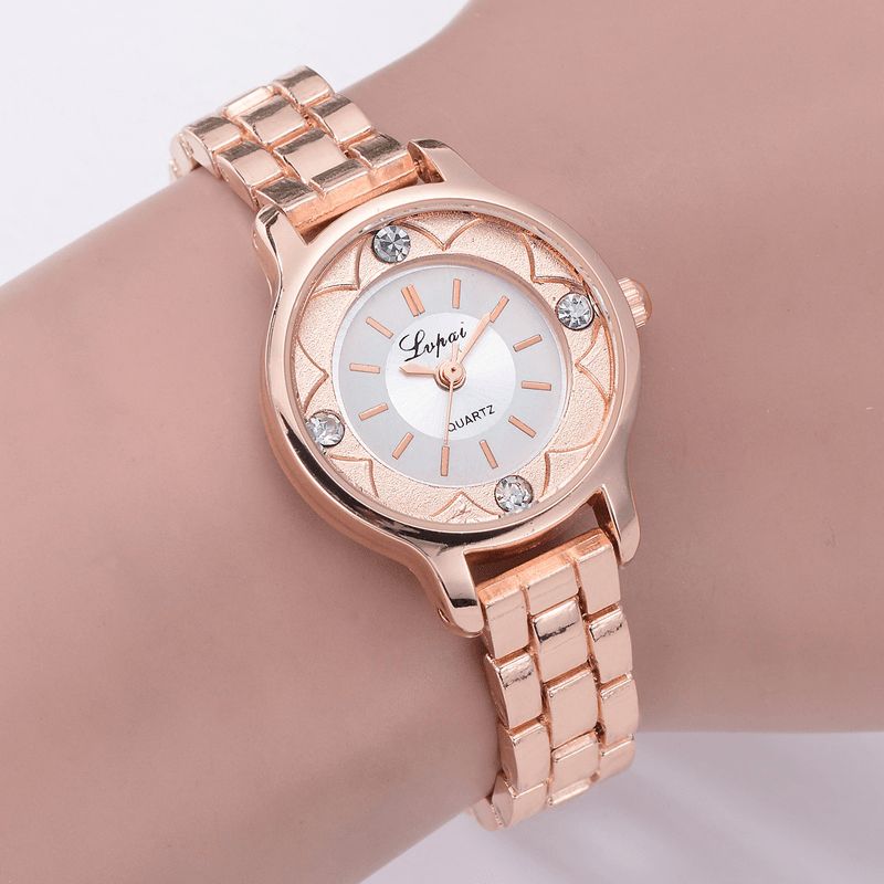 Lvpai Fd1245 Flower Print Kellotaulu Naisten Rannekello Seos Diamond Quartz Watch