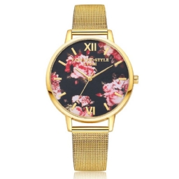 Lvpai Mesh Steel Band Casual Style Naisten Rannekello Flower Elegant Design Quartz Watch