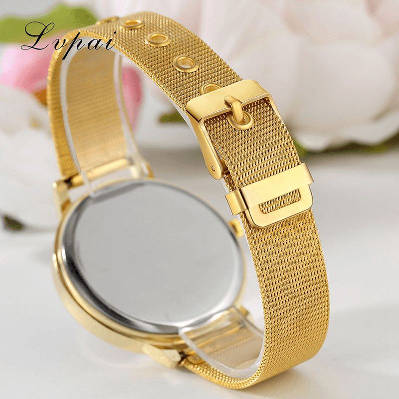 Lvpai Mesh Steel Band Casual Style Naisten Rannekello Flower Elegant Design Quartz Watch