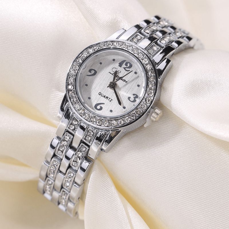 Lvpai Xr1671-1 Diamond Dress Naisten Rannekello Täysteräksinen Elegant Design Quartz Watch