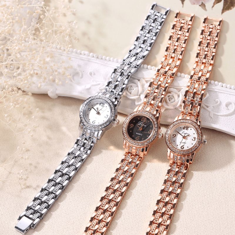 Lvpai Xr1671-1 Diamond Dress Naisten Rannekello Täysteräksinen Elegant Design Quartz Watch