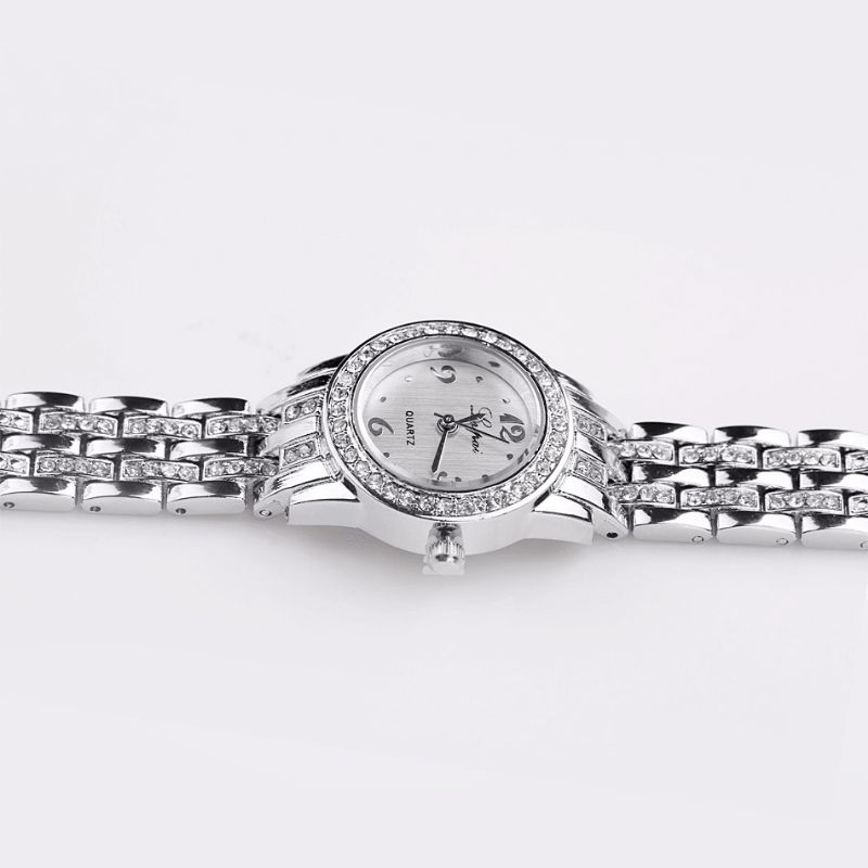 Lvpai Xr1671-1 Diamond Dress Naisten Rannekello Täysteräksinen Elegant Design Quartz Watch