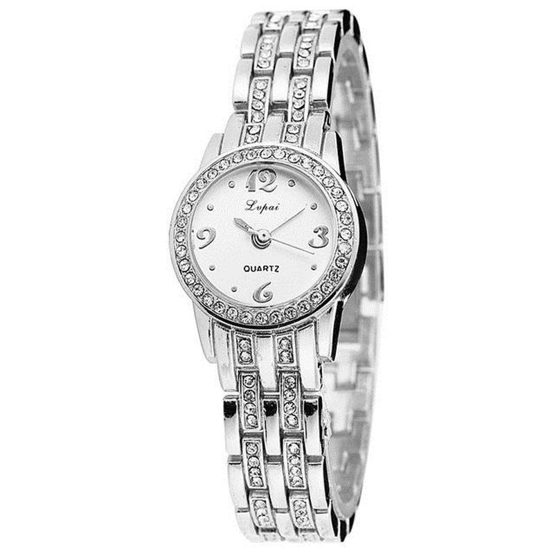 Lvpai Xr1671-1 Diamond Dress Naisten Rannekello Täysteräksinen Elegant Design Quartz Watch