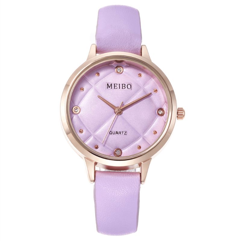 Meibo Casual Style Naisten Rannekellot Nahkanauha Crystal Quartz Kellot