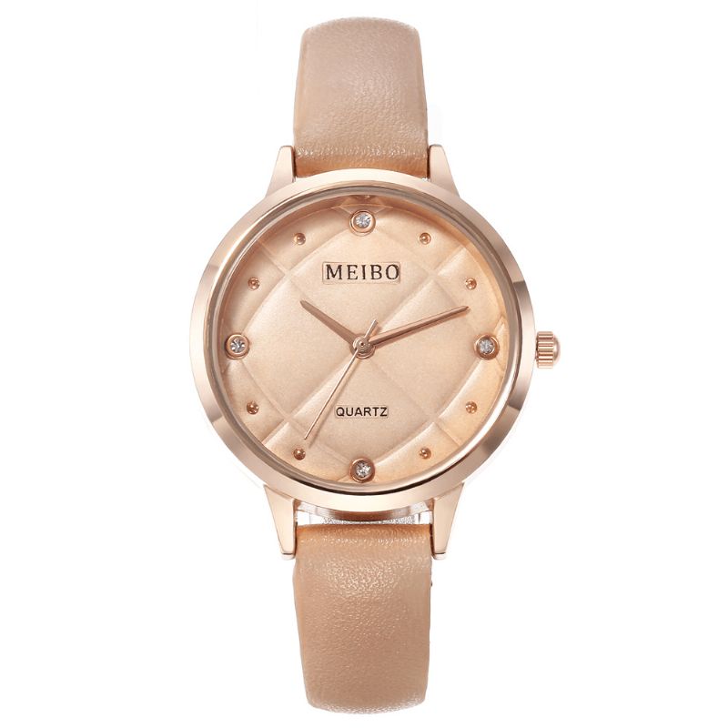 Meibo Casual Style Naisten Rannekellot Nahkanauha Crystal Quartz Kellot