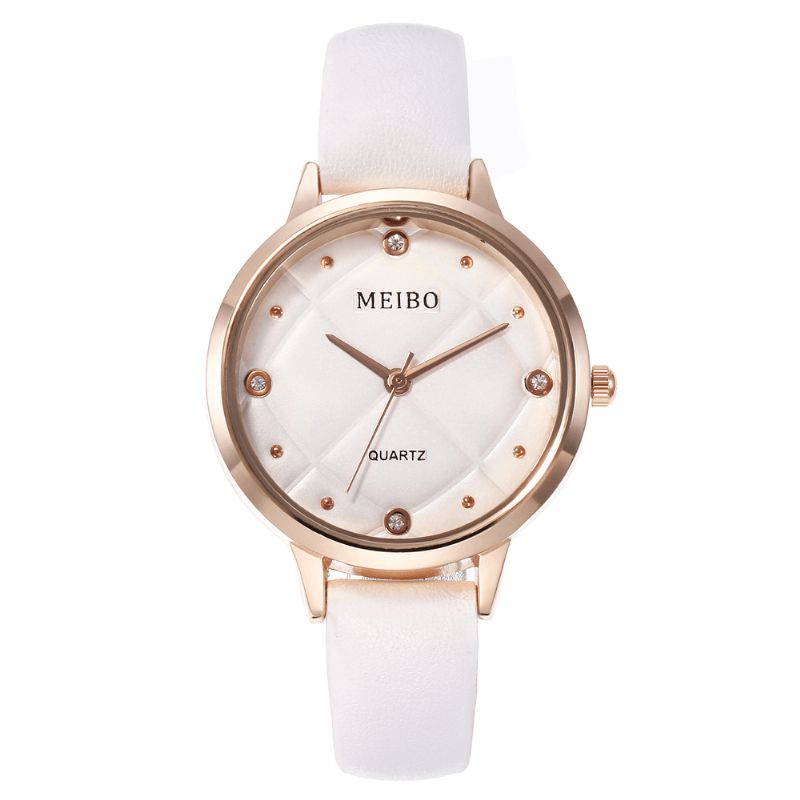 Meibo Casual Style Naisten Rannekellot Nahkanauha Crystal Quartz Kellot