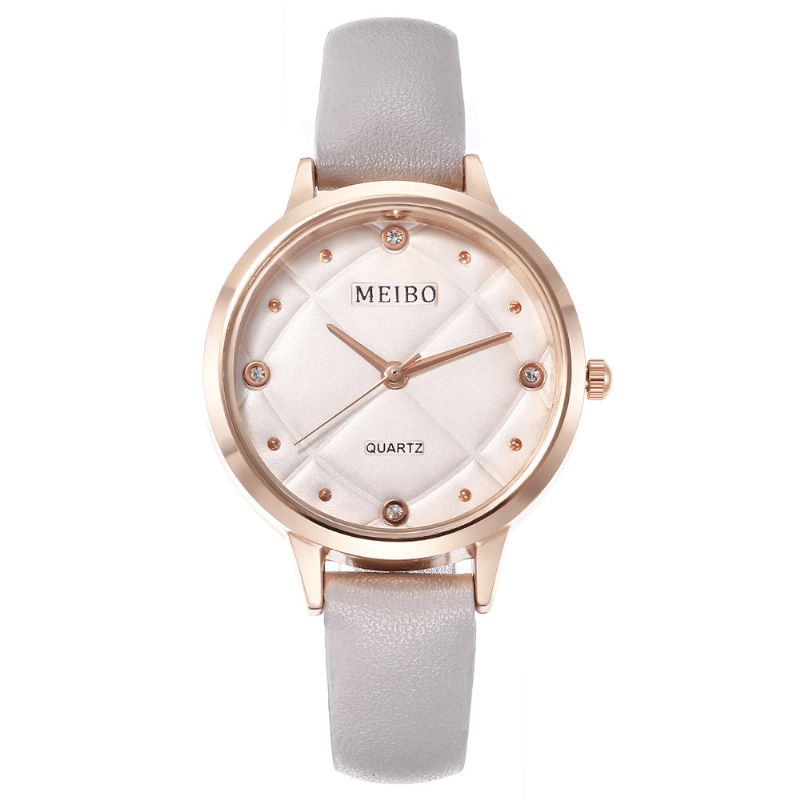 Meibo Casual Style Naisten Rannekellot Nahkanauha Crystal Quartz Kellot