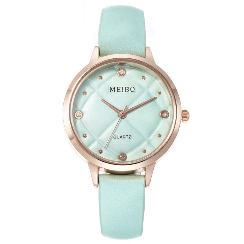 Meibo Casual Style Naisten Rannekellot Nahkanauha Crystal Quartz Kellot