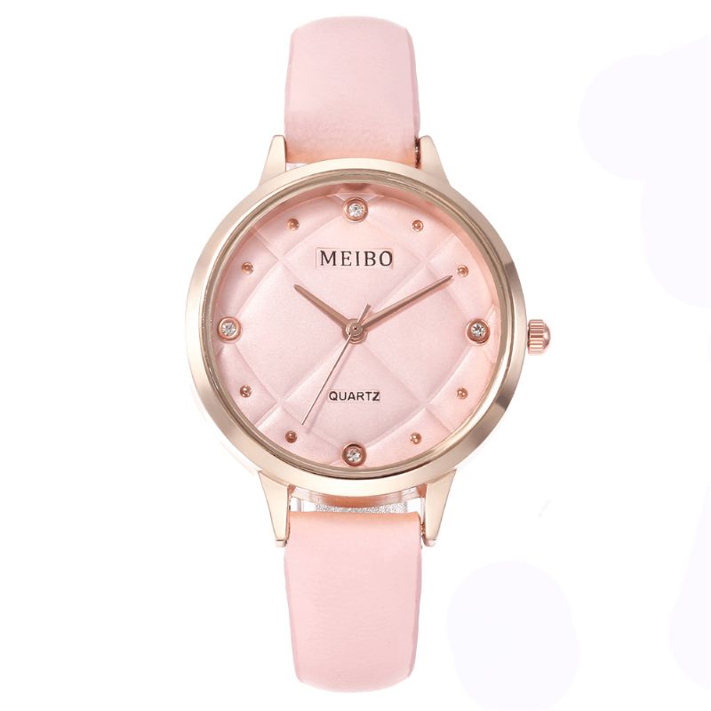 Meibo Casual Style Naisten Rannekellot Nahkanauha Crystal Quartz Kellot