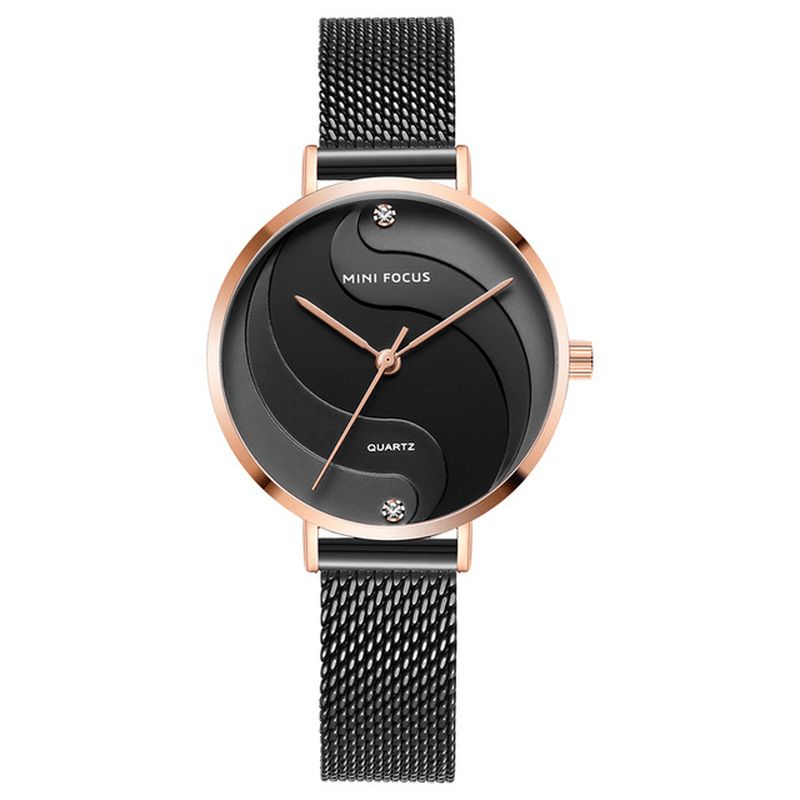 Mini Focus Mf0291L Muoti Yksinkertainen Diamond Vedenpitävä Milanese Mesh Range Naisten Kello Quartz Watch