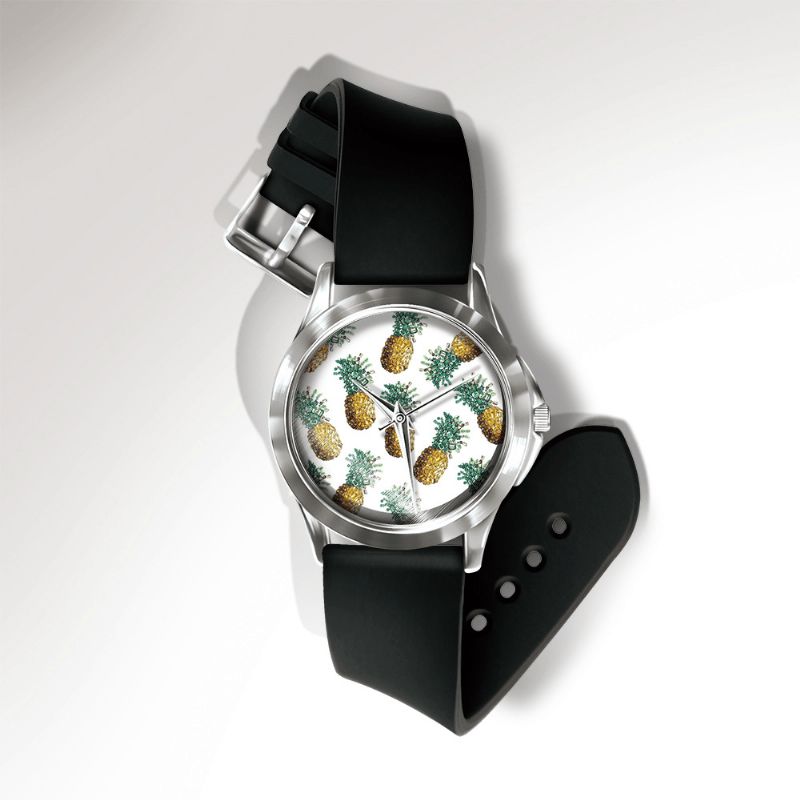 Muoti Ananasprinttikello Summer Fruit Alloy Pvc Casual Lady Quartz Watch