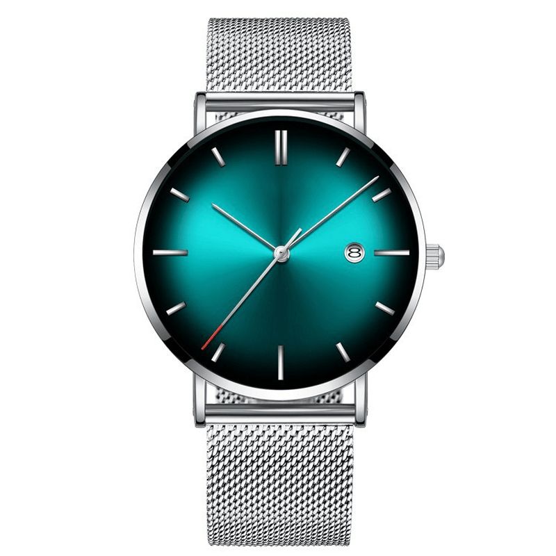 Muoti Casual Alloy Business Gradient Color Monitoiminen Verkkohihna Kvartsikello