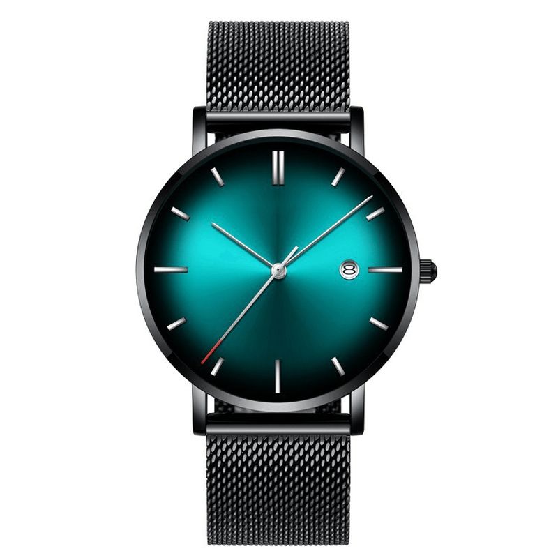 Muoti Casual Alloy Business Gradient Color Monitoiminen Verkkohihna Kvartsikello