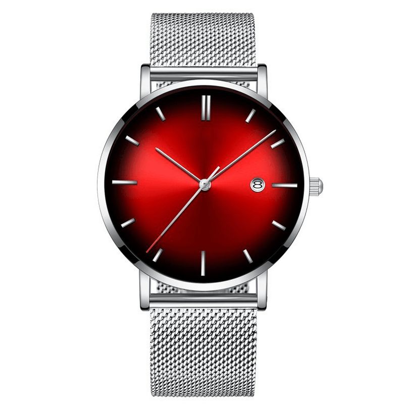 Muoti Casual Alloy Business Gradient Color Monitoiminen Verkkohihna Kvartsikello