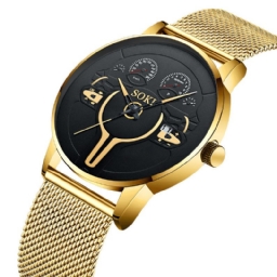 Muoti Casual Alloy Miesten Business Watch Koristeltu Osoitinkalenteri Kvartsikello