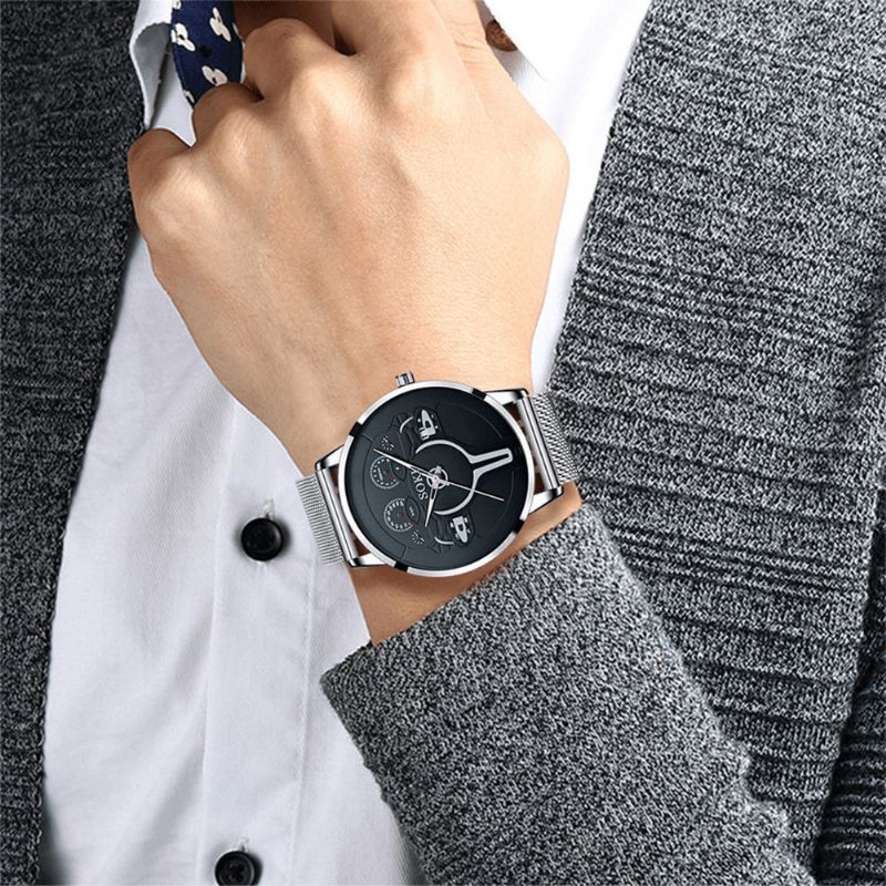 Muoti Casual Alloy Miesten Business Watch Koristeltu Osoitinkalenteri Kvartsikello