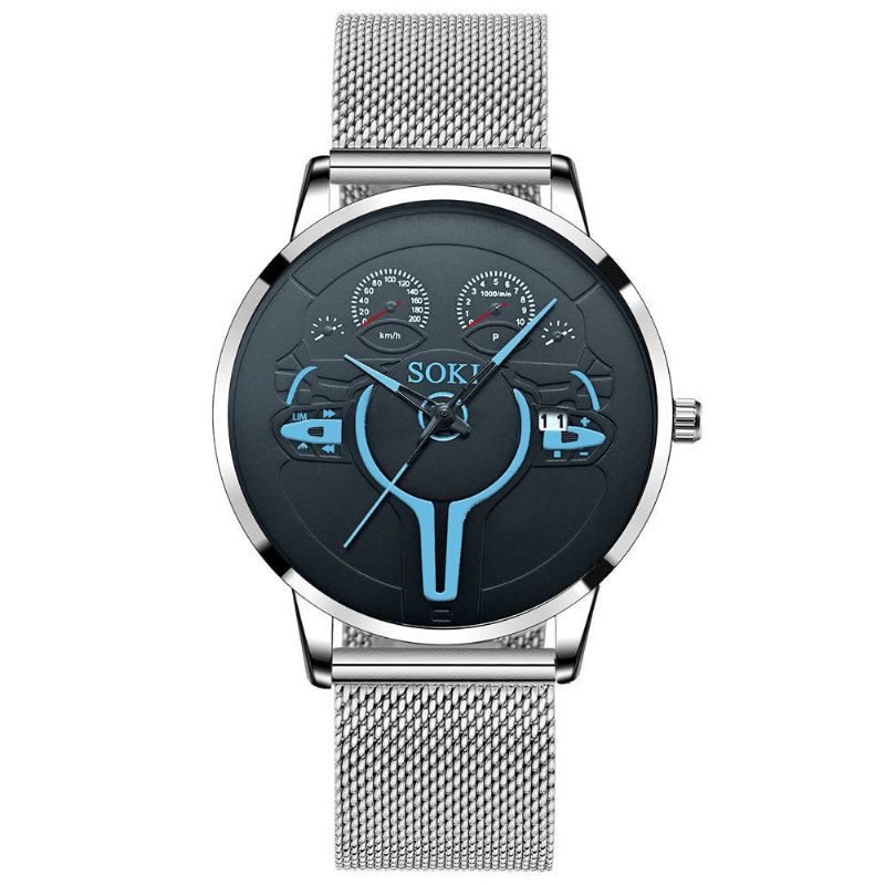 Muoti Casual Alloy Miesten Business Watch Koristeltu Osoitinkalenteri Kvartsikello