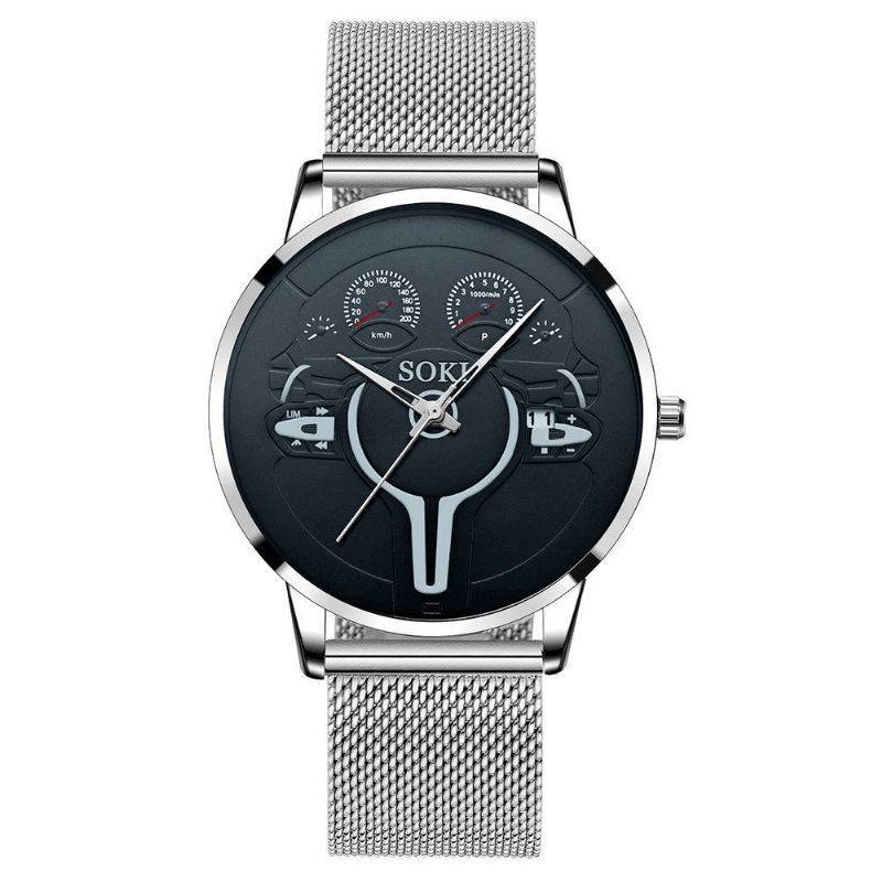 Muoti Casual Alloy Miesten Business Watch Koristeltu Osoitinkalenteri Kvartsikello