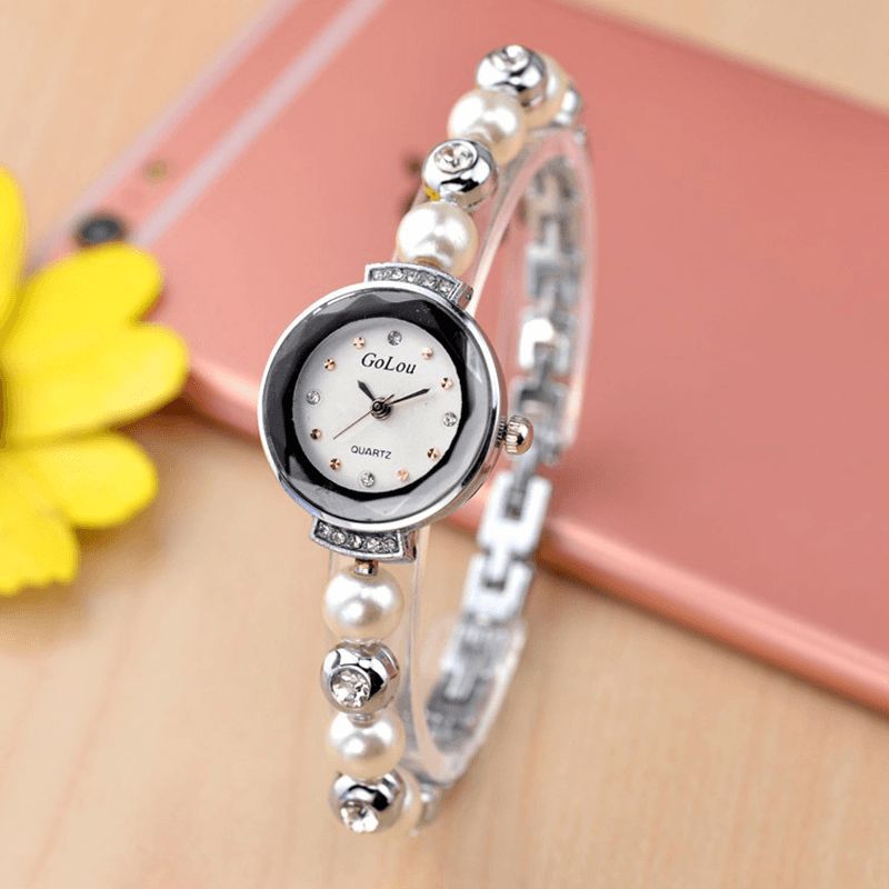 Muoti Diamond Elegant Pearl Lady Rannekello Naisten Quartz Watch