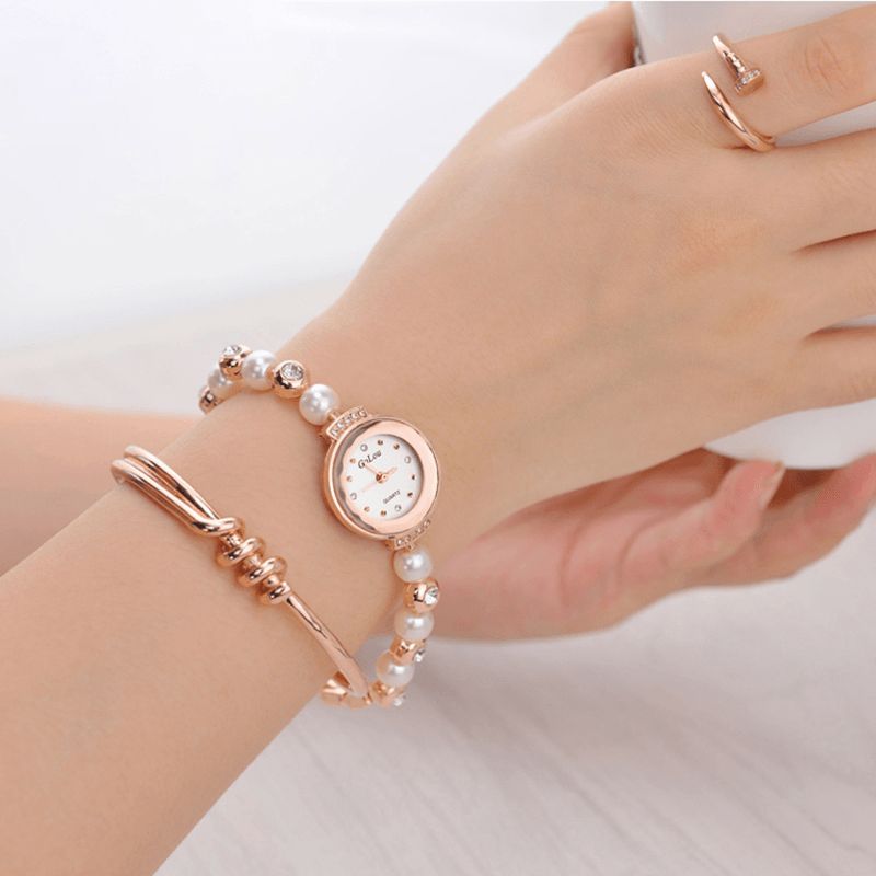 Muoti Diamond Elegant Pearl Lady Rannekello Naisten Quartz Watch