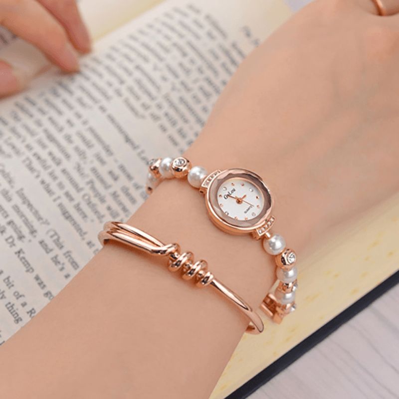 Muoti Diamond Elegant Pearl Lady Rannekello Naisten Quartz Watch